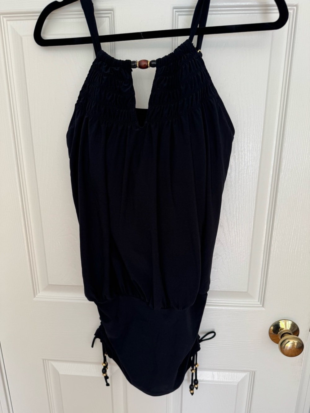 Magicsuit Black One-Piece Halter Swimsuit with Bead Accents